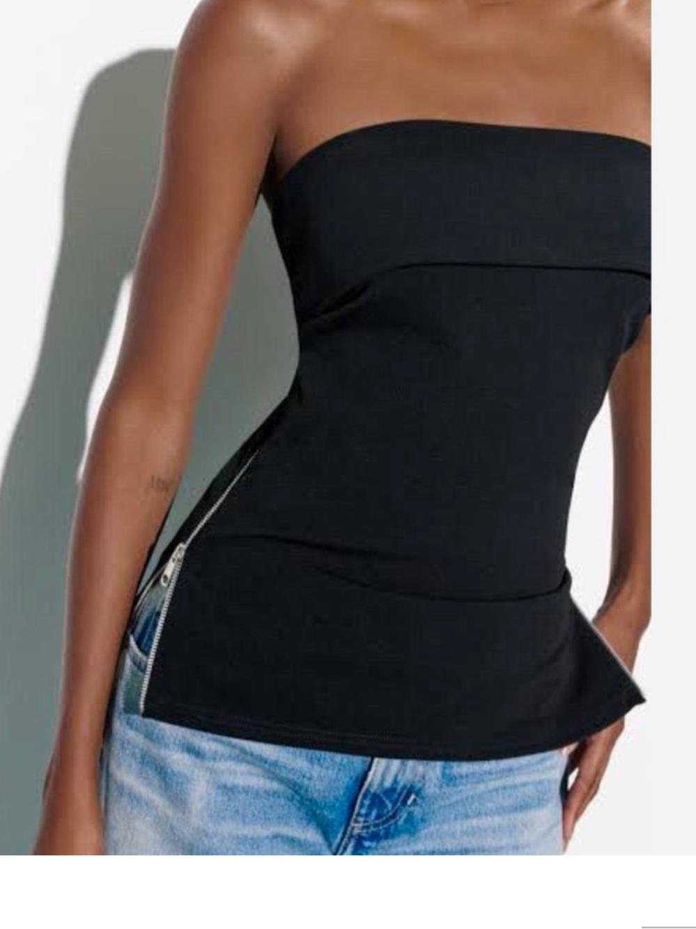 Zara Black Strapless Tube Top with Side Zipper